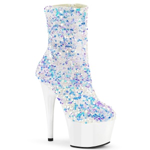 White Sequins 18 cm ADORE-1042SQ high heels ankle boots platform