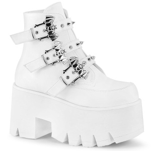 White Vegan 9 cm ASHES-55 demoniacult ankle boots platform