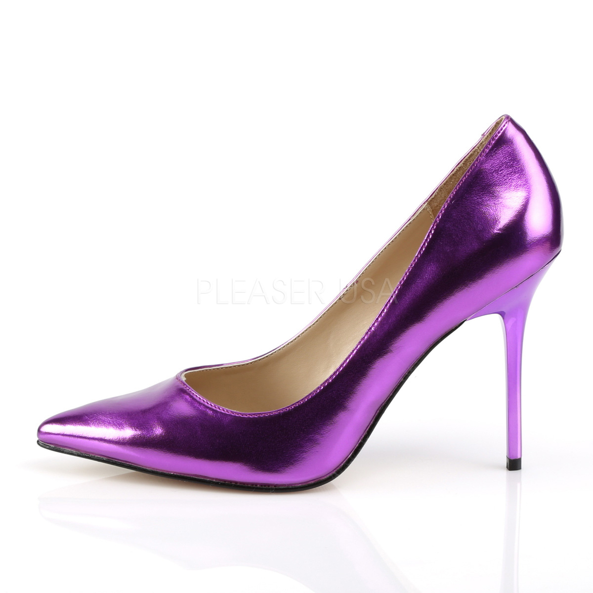 Purple Metallic 10 cm CLASSIQUE-20 pointed toe stiletto pumps