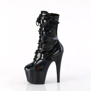 1046 - 18 cm pleaser high heels ankle boots hologram black