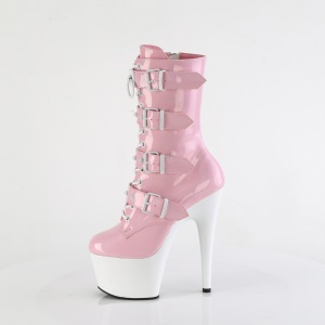 1046TT - 18 cm platform stivaletti tacchi alti vernice rosa