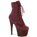 ADORE-1020RM 18 cm pleaser high heels ankle boots strass burgundy