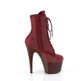 ADORE-1020RM 18 cm pleaser high heels ankle boots strass burgundy