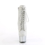 ADORE-1020RM 18 cm pleaser high heels ankle boots strass silver