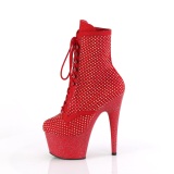 ADORE-1020RM 18 cm pleaser stivaletti tacco alto plateau strass rosso