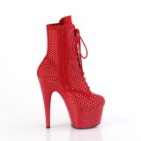 ADORE-1020RM 18 cm pleaser stivaletti tacco alto plateau strass rosso