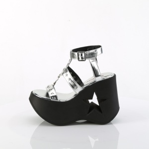 Argento 13 cm DemoniaCult DYNAMITE-12 scarpe emo sandali con zeppa