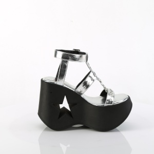 Argento 13 cm DemoniaCult DYNAMITE-12 scarpe emo sandali con zeppa