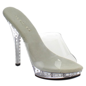 Argento 13 cm Fabulicious LIP-101LS Strass Plateau Mules Alte