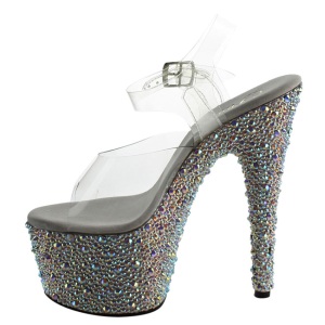 Argento Cristallo Pietra 18 cm BEJEWELED-708MS Platform Scarpe Tacchi Alti