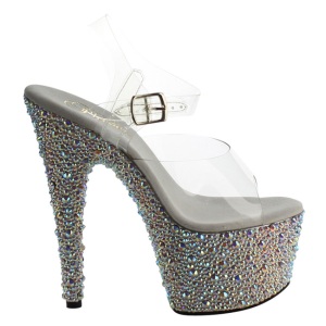 Argento Cristallo Pietra 18 cm BEJEWELED-708MS Platform Scarpe Tacchi Alti