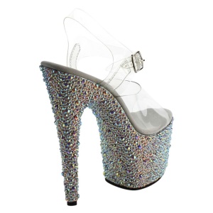 Argento Cristallo Pietra 18 cm BEJEWELED-708MS Platform Scarpe Tacchi Alti