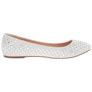 Argento TREAT-06 pietra cristallo scarpe ballerine donna