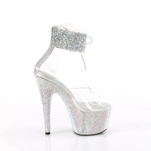 Argento strass 18 cm BEJEWELED-7-RS-02 Sandali piattaforma con polsino alla caviglia