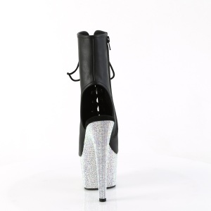 BEJ-1016-7 - 18 cm pleaser high heels ankle boots strass black