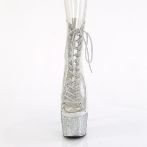 BEJ-1016C-2-7 - 18 cm pleaser stivaletti tacco alto plateau strass trasparenti