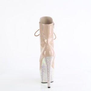 BEJ-1020-7 - 18 cm pleaser high heels ankle boots strass beige