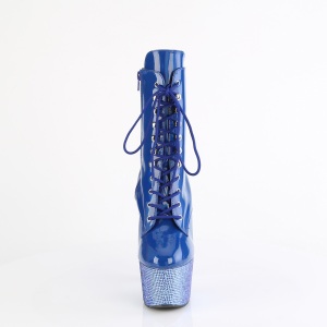 BEJ-1020-7 - 18 cm pleaser high heels ankle boots strass blue