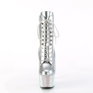 BEJ-1020-7 - 18 cm pleaser stivaletti tacco alto plateau strass argento