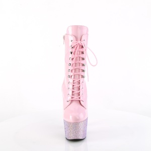 BEJ-1020-7 - 18 cm pleaser stivaletti tacco alto plateau strass rosa