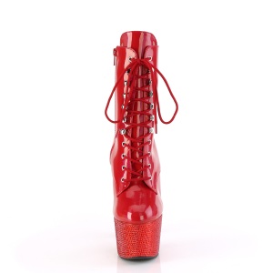 BEJ-1020-7 - 18 cm pleaser stivaletti tacco alto plateau strass rosso