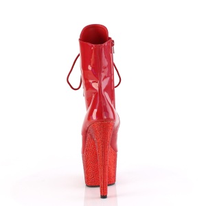 BEJ-1020-7 - 18 cm pleaser stivaletti tacco alto plateau strass rosso