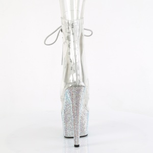 BEJ-1021C-7 - 18 cm pleaser high heels ankle boots strass transparent