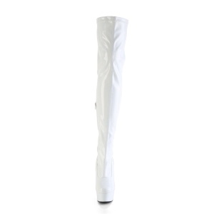 Bianco 15 cm DELIGHT-3000HWR Ologramma stivali overknee piattaforma exotic pole