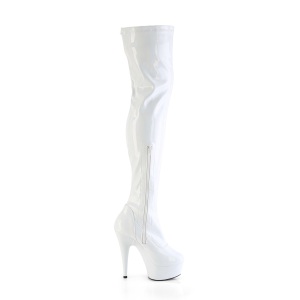 Bianco 15 cm DELIGHT-3000HWR Ologramma stivali overknee piattaforma exotic pole