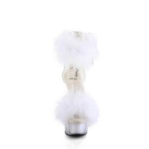 Bianco 15 cm DELIGHT-624F sandalo tacco alto con piume exotic pole