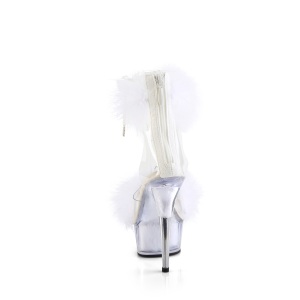 Bianco 15 cm DELIGHT-624F sandalo tacco alto con piume exotic pole