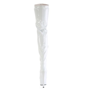 Bianco 18 cm ADORE-4000 Vinile piattaforma stivali overknee crotch alto