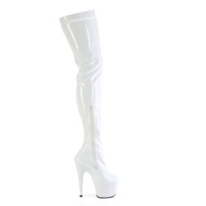 Bianco 18 cm ADORE-4000 Vinile piattaforma stivali overknee crotch alto