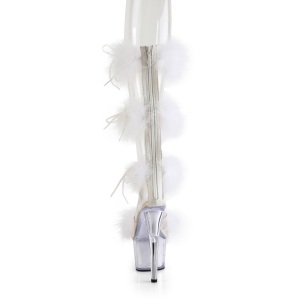 Bianco 18 cm ADORE-728F sandalo tacco alto con piume exotic pole