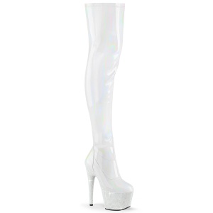 Bianco 18 cm BEJ-3000-7 Ologramma stivali overknee piattaforma exotic pole