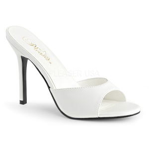 Bianco Ecopelle 10 cm CLASSIQUE-01 grandi taglie ciabatta donna