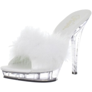 Bianco Trasparente 13 cm LIP-101-8 Platform Ciabattina Tacchi Alti