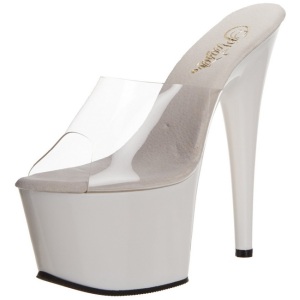 Bianco Trasparente 18 cm ADORE-701 Plateau Mules Alte