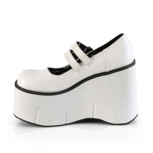 Bianco Vegano 11,5 cm DemoniaCult KERA-08 scarpe dcollet mary jane plateau