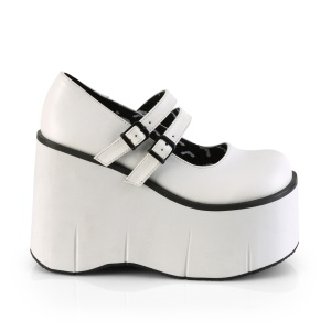 Bianco Vegano 11,5 cm DemoniaCult KERA-08 scarpe dcollet mary jane plateau