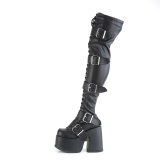 Black 13 cm CAMEL-305 gothic overknee chunky platform boots