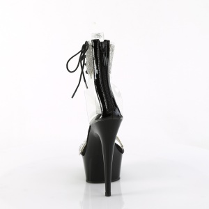 Black 15 cm DELIGHT-627RS platform high heels with ankle straps