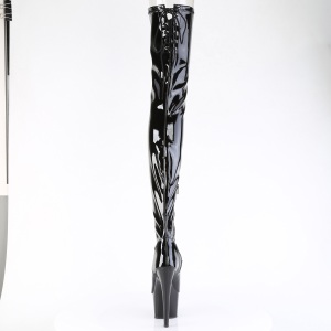 Black 18 cm ADORE-4011 Vinyl crotch high overknee boots