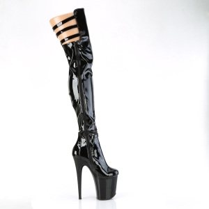 Black 20 cm FLAMINGO-3055 Platform Thigh High Boots