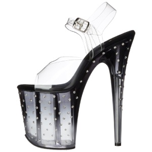 Black 20 cm STARDUST-808T Acrylic Platform High Heeled Sandal