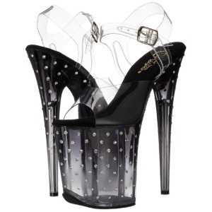 Black 20 cm STARDUST-808T Acrylic Platform High Heeled Sandal