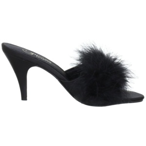 Black 8 cm AMOUR-03 Marabou Feathers Mules Shoes