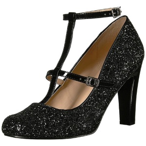 Black Glitter 10 cm QUEEN-01 big size pumps shoes