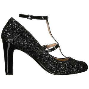 Black Glitter 10 cm QUEEN-01 big size pumps shoes