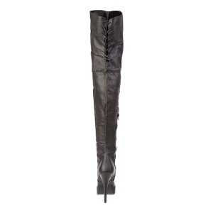 Black Leather 13,5 cm INDULGE-3011 Thigh High Boots for Men